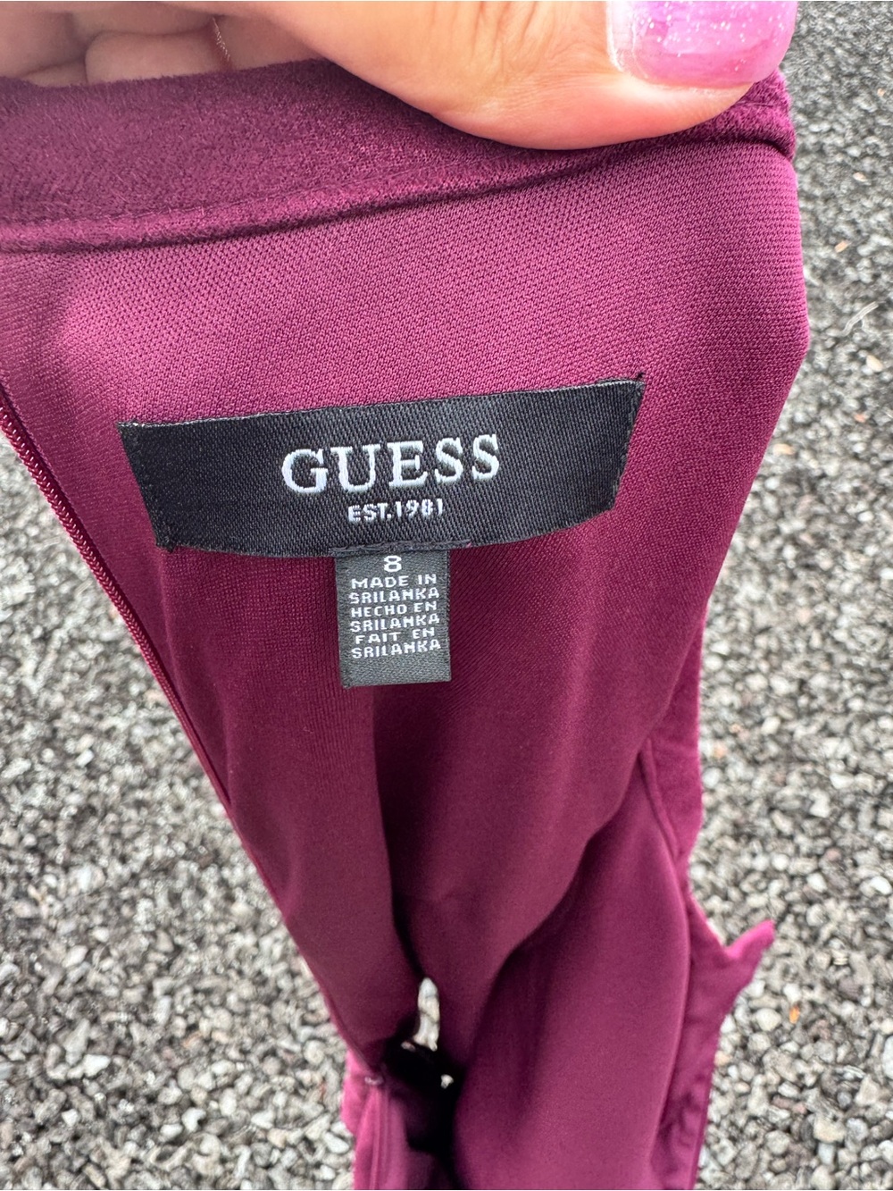 GUESS NWT Wine Faux Suede Women's Bodycon Midi Dress Size 8 - Picture 10 of 11
